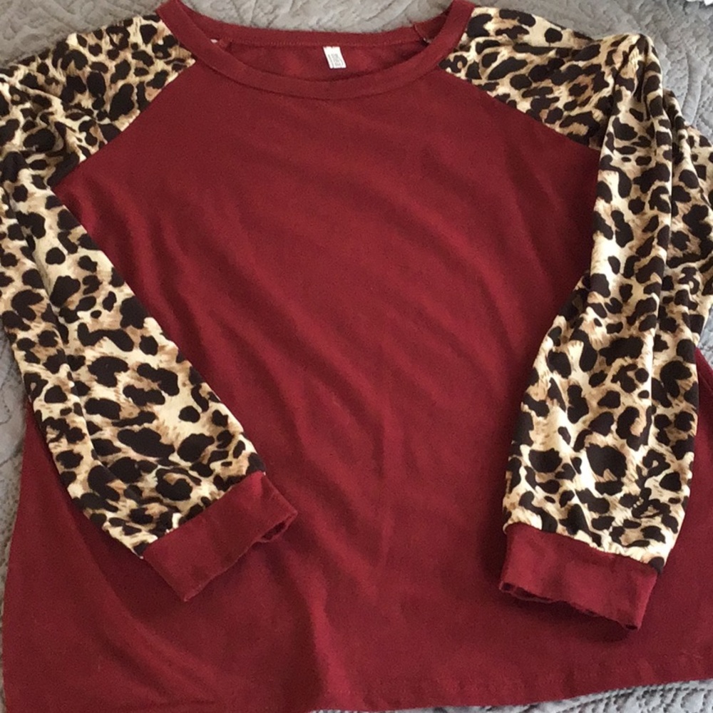 Cheetah baseball jersey style long sleeve t shirt